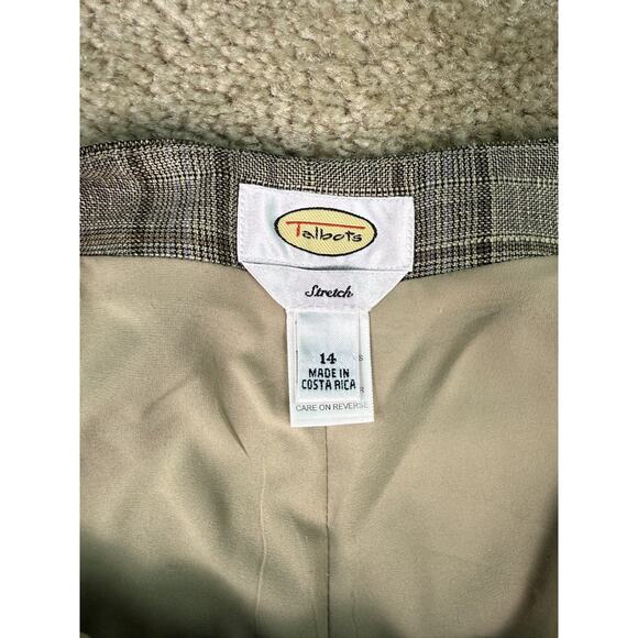 Talbots Trousers Wool Blend Plaid Lined Size 14 Stretch Straight Wide C216 - Picture 6 of 13